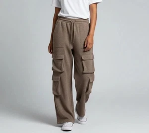 HALARA | Mocha Mid Rise Drawstring Multiple Pockets Wide Leg Cargo Pants size M - Picture 1 of 15