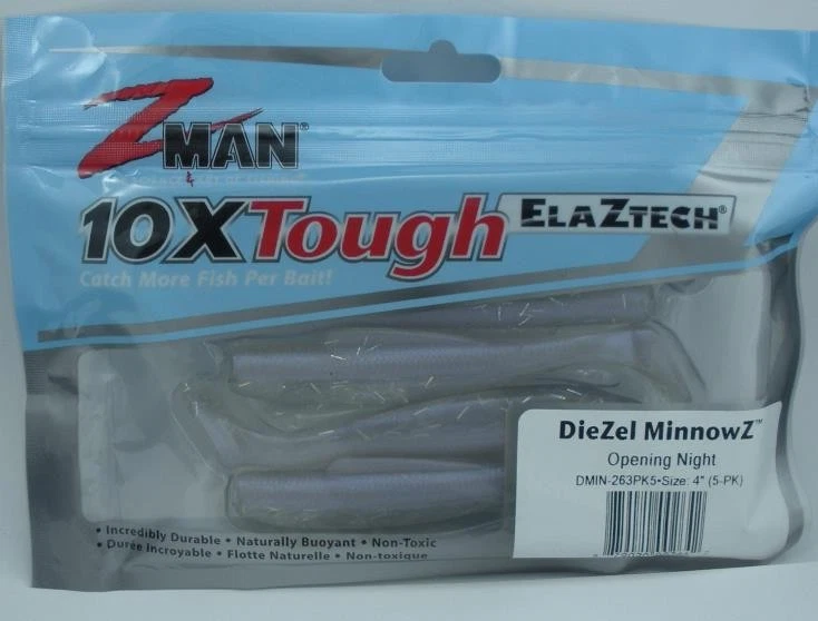 Z-Man DMIN-263PK5 Elaztech Diezel MinnowZ Swimbait Fishing Lure 4 Inch Opening