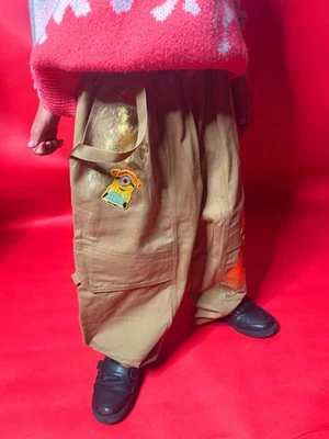 Upcycled Kids Harajuku Pants – Golden Minion Design, Hand-Painted, Fits 8–10 Yrs - Image 1 of 4