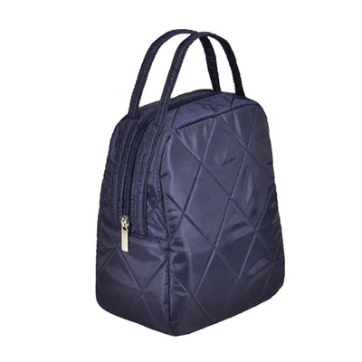 Bolsa de almuerzo para mujer azul oscuro acolchada tela aislada reutilizable refrigerador bolso adulto Foto 1 de 4