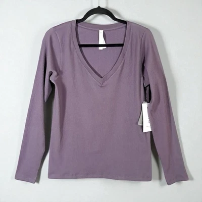 Top Athleta Renew Sin Costuras Cuello en V Manga Larga Grande Violeta Ajustado Cómodo Deportivo Foto 1 de 4