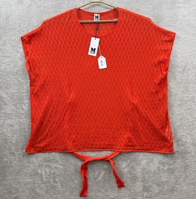 Top M by Missoni para mujer mediano rojo/naranja manga corta doble de gran tamaño transparente nuevo con etiquetas Foto 1 de 4