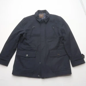 Tasso Elba Mens Wool Blend Coat Large Dark Blue Peacoat Winter Collared Heavy - Picture 1 of 10
