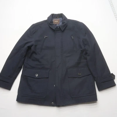 Tasso Elba Mens Wool Blend Coat Large Dark Blue Peacoat Winter Collared Heavy - Image 1 of 4