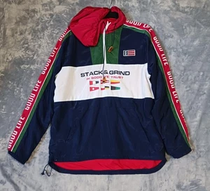 Camp Stack & Grind Jacket Mens XL Blue Red Green Good Life Windbreaker Hooded - Picture 1 of 15