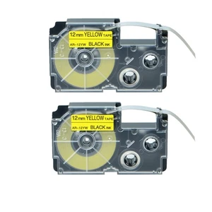 2PK 12mm Black on Yellow Label Compatible with Casio XR-12YW XR12YW Tape 1/2" - Picture 1 of 9