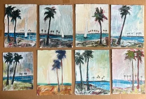 LotOriginal Acrylic Painting on Heavy Weight Watercolor Paper Coastal / Tropical - Picture 1 of 16