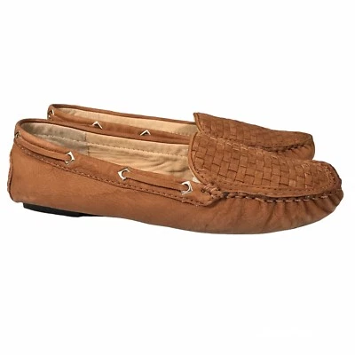 Zapatos Mocasines Planos Alex Marie Mujer 7.5 Cuero Marrón Tejido Mocasín LEER Foto 1 de 4