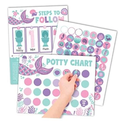  Таблица приучения русалки к горшку для девочек ясельного возраста - наклейка для приучения к горшку  - Изображение 1 из 4