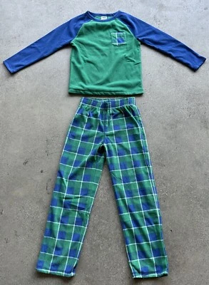 Lands End Niños Polar Azul y Verde Cuadros Manga Larga y Pantalones Conjunto de Salón Talla 10 Foto 1 de 4