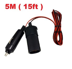 12V 15Ft ( 5M ) Extension Cord Battery Cigarette Lighter Socket Adapter - Picture 1 of 1