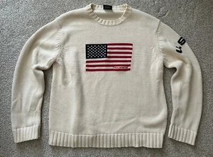 Ralph Lauren Flag Sweater - Size Large - Cream - Excellent Condition - Picture 1 of 3