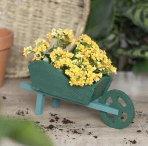 Green Resin Wheelbarrow Planter - Picture 1 of 5