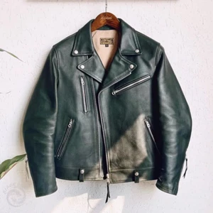 Men's Vintage Cowhide Leather Biker Jacket | Waxed Motorcycle Coat Customize - Picture 1 of 12