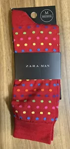 Zara Men Dress Socks Size Medium. NWT. Red Polka Dots. - Picture 1 of 5