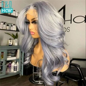 2023 Silver gray body wave wig front female transparent HD 613 T lace part - Bild 1 von 16