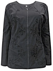 Fab M&S BLACK embroidered Cotton Zip Jacket - BNWT Rrp 29.99 size 14. - Picture 1 of 5