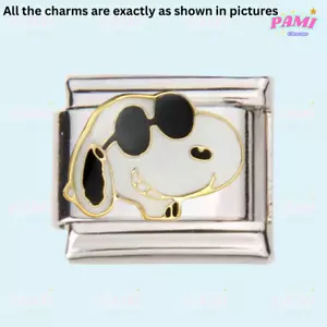 Italian Charm Snoopy Peanut Dog modular link fits all classic 9mm bracelet - Picture 1 of 4