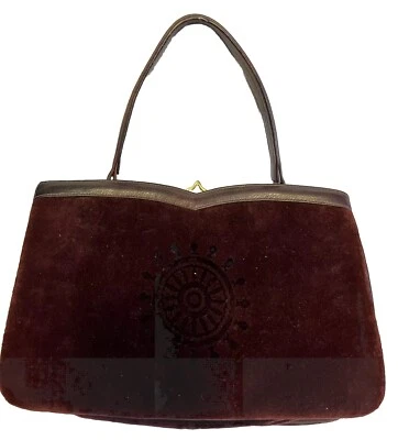 NOS BOHO Suede Patron Burgundy Bag Purse SUN PLEASE SEE/ READ - Image 1 of 4