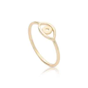 MASSIVER SCHLICHTER GOLDRING BÖSER BLICK HANDGEFERTIGT 14K GOLD FEINER SCHMUCK GRÖSSE - 3 BIS 8 US - Bild 1 von 9