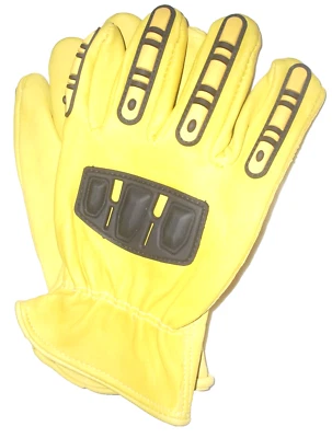 Guantes de trabajo de cuero dorado amarillo con aislamiento térmico con acolchado para la espalda talla grande Foto 1 de 4