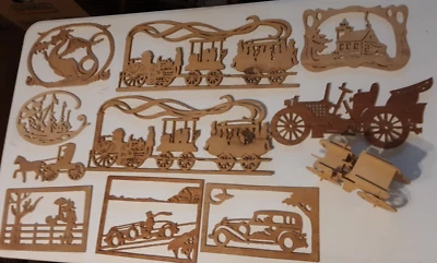 Lote de 11 recortes de madera recortes sierra de calar hecha a mano Foto 1 de 4