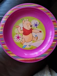 Disney Winnie Pooh Bear Kids Girl Dinner Plate 20cm (8") Plastic Pink Bright Fun - Picture 1 of 6