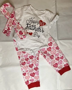 Happy First Father's Day Outfit Baby Girl Letter Print Bodysuit 12-18 Months - Picture 1 of 1
