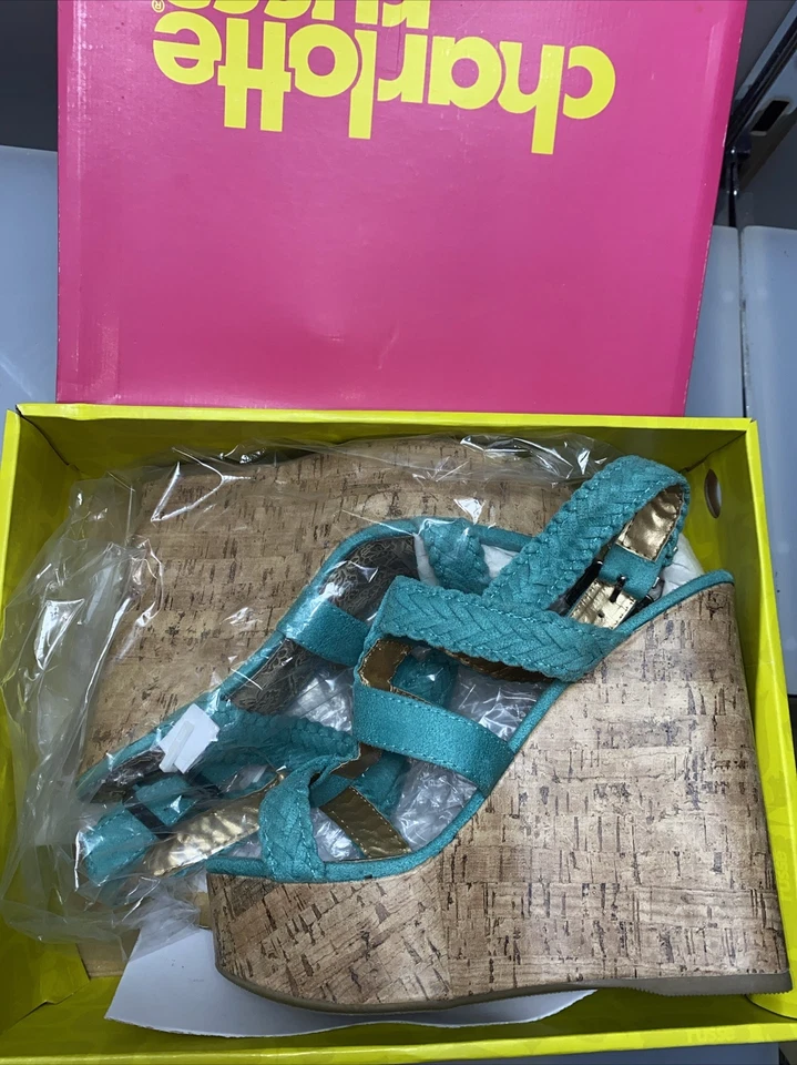 Sandalias Charlotte Russe para mujer verde azulado plataforma tacón bloque talla 9 NUEVAS CON CAJA Foto 1 de 4