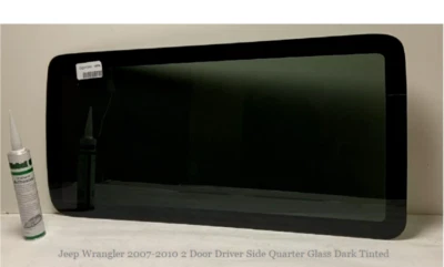 Fit Jeep Wrangler 2007 to 2010 2 Door Driver Side Quarter Glass Dark Tinted+Glue - Image 1 of 2