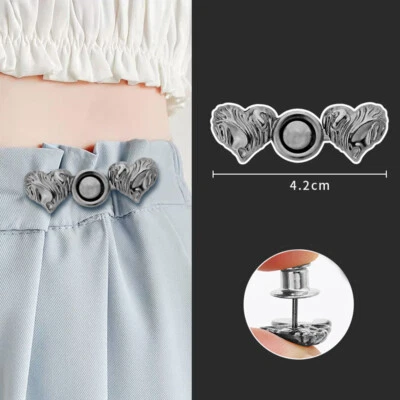 Trousers Waist Button Pin Button Love Heart Detachable Clip Metal Buckle DIY - Image 1 of 4