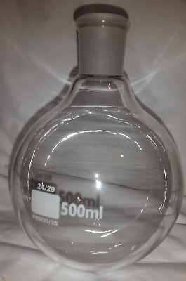 Quickfit Round Bottomed Flask 500ml. Short Neck B24 Joint, Excellent Condition • 10£