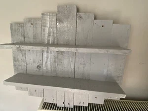Handmade Palletwood Shelving Wall Mountable Unit Large 55x50cm Grey Finish - Picture 1 of 5
