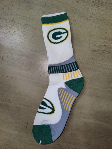 Green Bay Packers White Fan NFL Team Crew Socks Large Cover