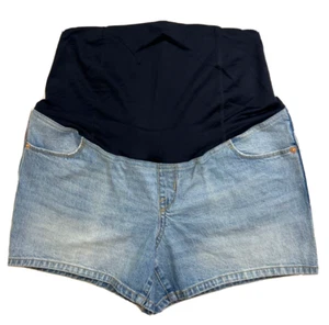 Pantalones cortos de jean azul con panel cruzado de maternidad ISABEL talla 8 - Imagen 1 de 4