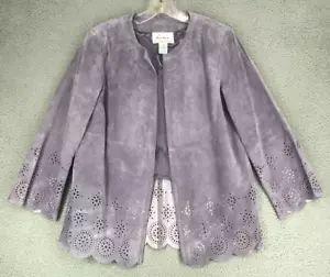 Linea by Louis DellOlio Open Jacket S Bell Sleeve Eyelet Scalloped Edges Lilac - Picture 1 of 11