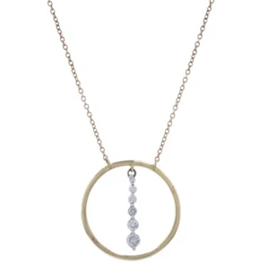 Kallati Diamond Graduated Journey Circle Necklace 18" Yellow Gold 9k .25ctw Love - Picture 1 of 9