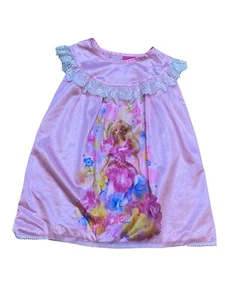 Vintage 1996 Barbie Pink Silky Nightgown Dress Girls With Lace Trim & Floral Bar - Picture 1 of 9