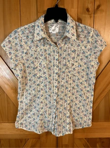 Aeropostale Auténtica Camisa Western Perla Snap Amarillo Floral Talla Grande (8037) - Imagen 1 de 5
