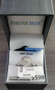 Forever Bride 10K White Gold 3/4 CTTW Diamond Bridal Ring, Women, Adult - Picture 1 of 2