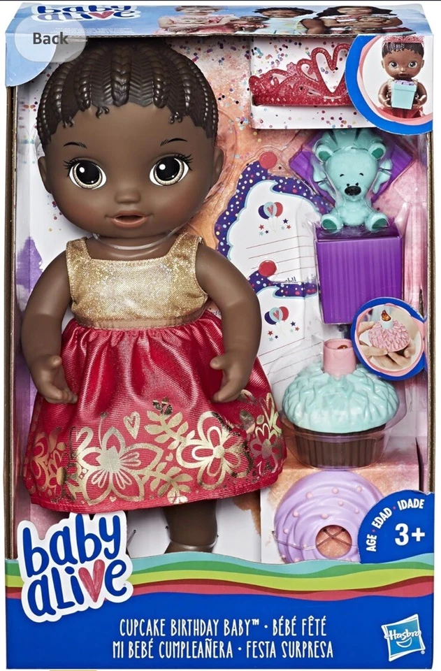 Baby Alive Doll African American Brunette for Girl With Cupcake Birthday Age 3