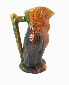 Jarra jarra de cerámica vintage mayólica loro cacatúa pájaro tiki barware 10"- LEER - Imagen 1 de 8