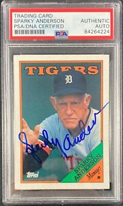 Sparky Anderson auto signed card 1988 Topps #14 Detroit Tigers PSA Encapsulated