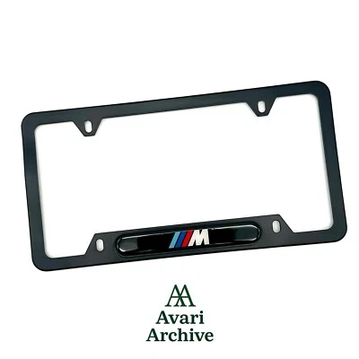 BMW M Logo Black Stainless Steel License Plate Frame 82120010404 - Image 1 of 4