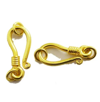 8 PCS 25X12MM SOLID COPPER S HOOK CLASP 18K GOLD PLATED  858 DTH-266 - Image 1 of 3
