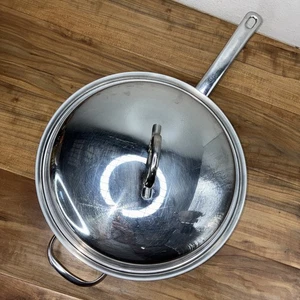 Vintage Belgique 11" Edelstahl Pfanne Bratpfanne mit Deckel Made in Belgium - Bild 1 von 4