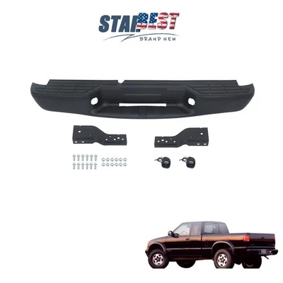 Rear Bumper Black Steel Without Sensor Holes For Chevrolet S10 1998-2003 2004 - Imagem 1 de 4