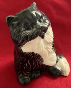 Vintage Grayish Black & White Cat Figure 5" Tall Name on Back - Bild 1 von 6