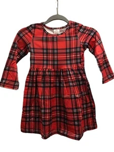 Girl's 4/5 Dress Fit and Flare Red Plaid Long Sleeves - Picture 1 of 2