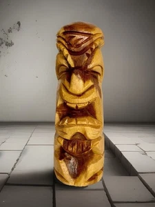 Hand Carved Wooden Tiki Figure, Signed Maui 2011 Nonu - Picture 1 of 10